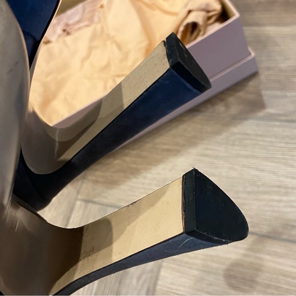 Miu Miu nebbia gray suede high heels open toe 36.5 - Picture 7 of 12